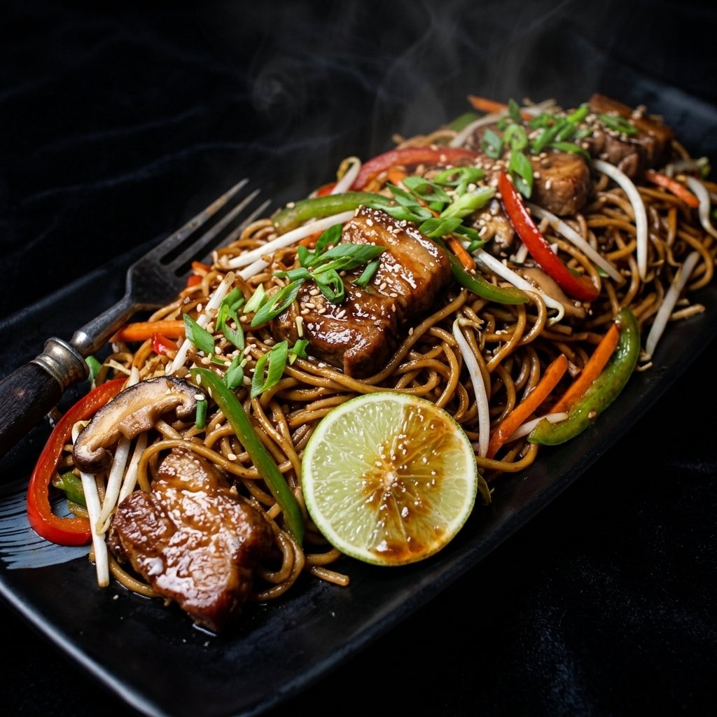 Hakka Noodles with Juicy Pork